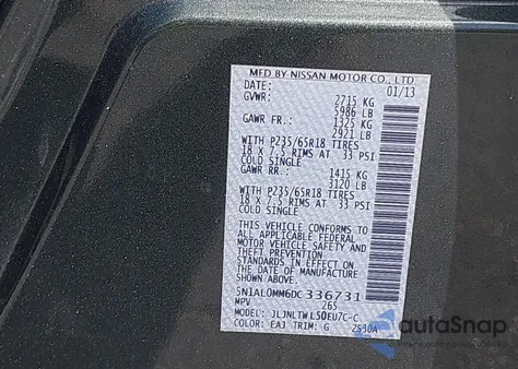 2013 Infiniti Jx35 from USA, damaged, VIN 5N1AL0MM6DC336731